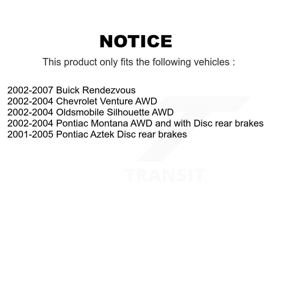 Front Rear Semi-Metallic Brake Pads And Parking Shoes Kit For Buick Rendezvous Chevrolet Venture Pontiac Montana Aztek KFN-100539