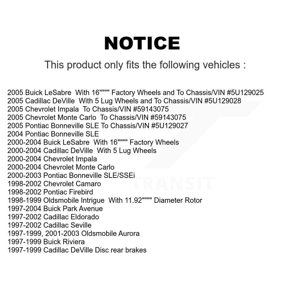 Front Coat Brake Rotor Pair For Chevrolet Buick Impala LeSabre Cadillac DeVille Monte Carlo Pontiac Park Avenue Bonneville Camaro Firebird Oldsmobile Seville Eldorado Aurora Intrigue Riviera KG-100014
