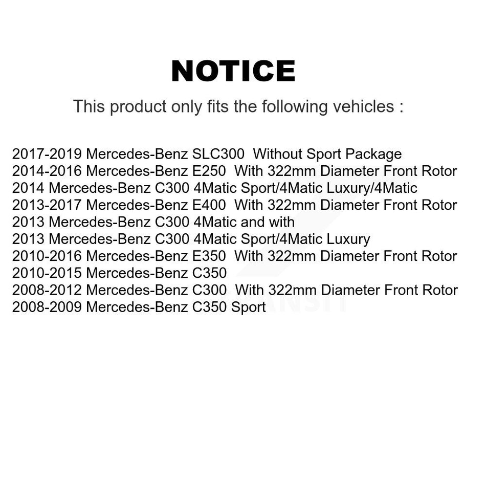 Front Coated Disc Brake Rotors Pair For Mercedes-Benz E350 C300 C350 E400 SLC300 E250 KG-100320