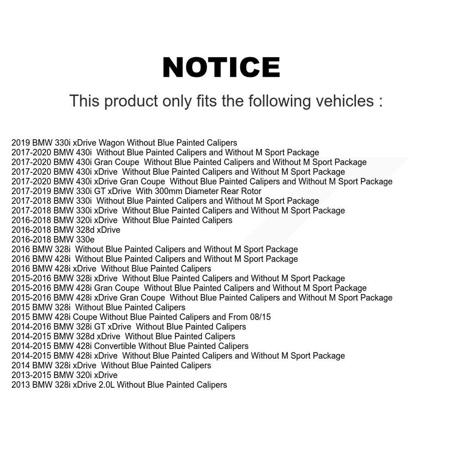 Rear Coated Disc Brake Rotors Pair For BMW 328i xDrive 320i 330i 428i 430i Gran Coupe GT 328d 330e KG-100662