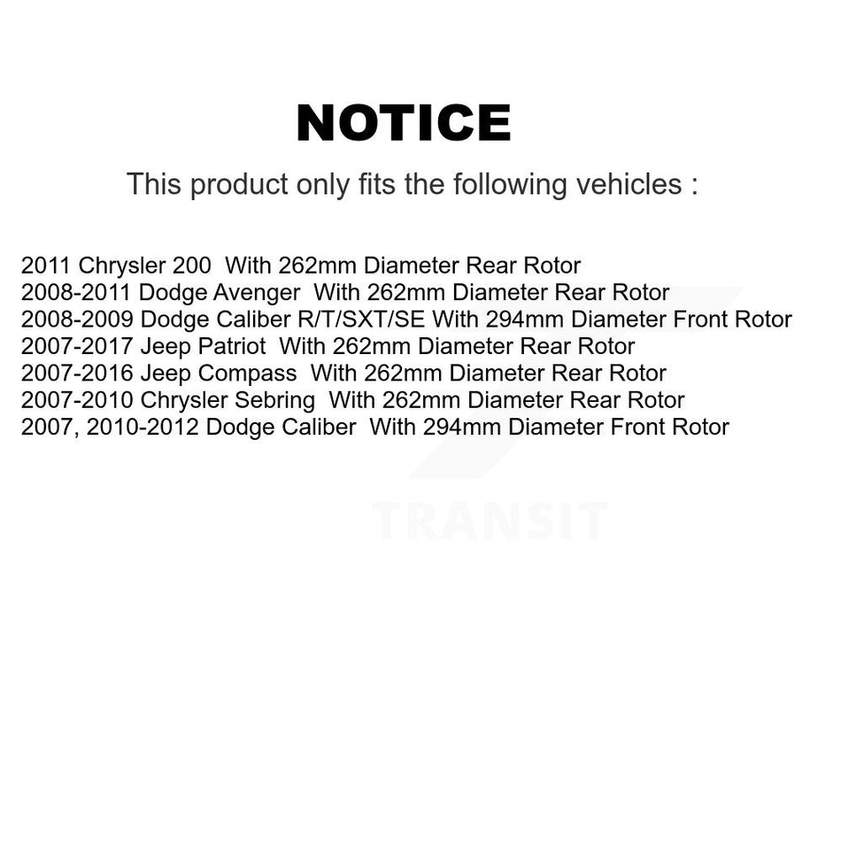 Front Rear Coated Disc Brake Rotors Kit For Jeep Patriot Dodge Compass Caliber Chrysler Avenger Sebring 200 KG-100840