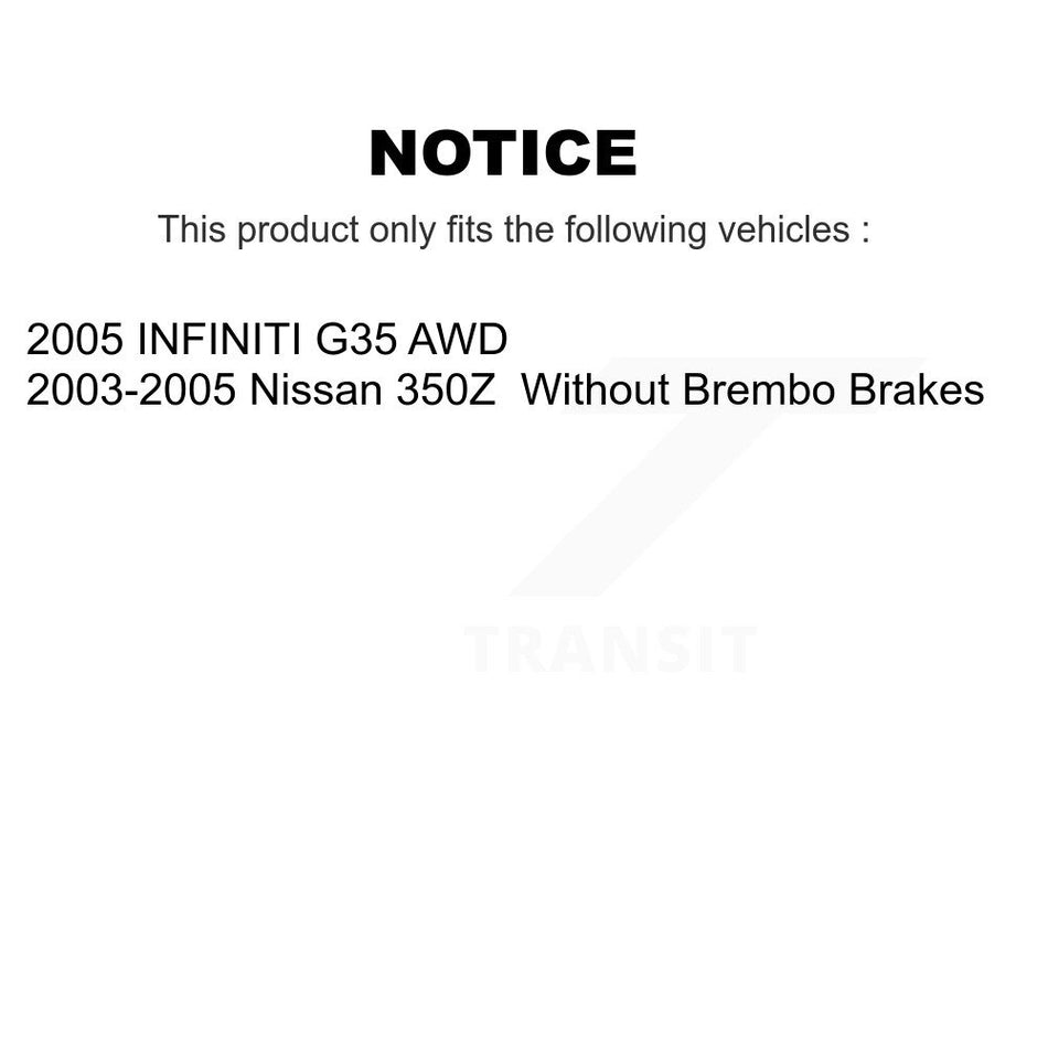 Front Rear Coated Disc Brake Rotors Kit For Infiniti G35 Nissan 350Z INFINITI KG-100933