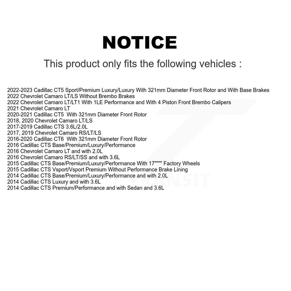 Front Coated Disc Brake Rotors Pair For Chevrolet Camaro Cadillac CTS CT6 CT5 KG-101311