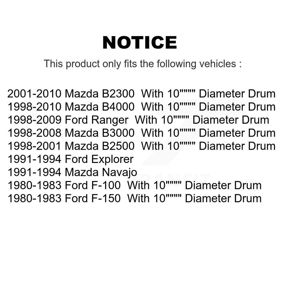 Rear Coated Brake Drums Pair For Ford Ranger Mazda Explorer B3000 F-150 B2500 F-100 B4000 B2300 Navajo KG-101399