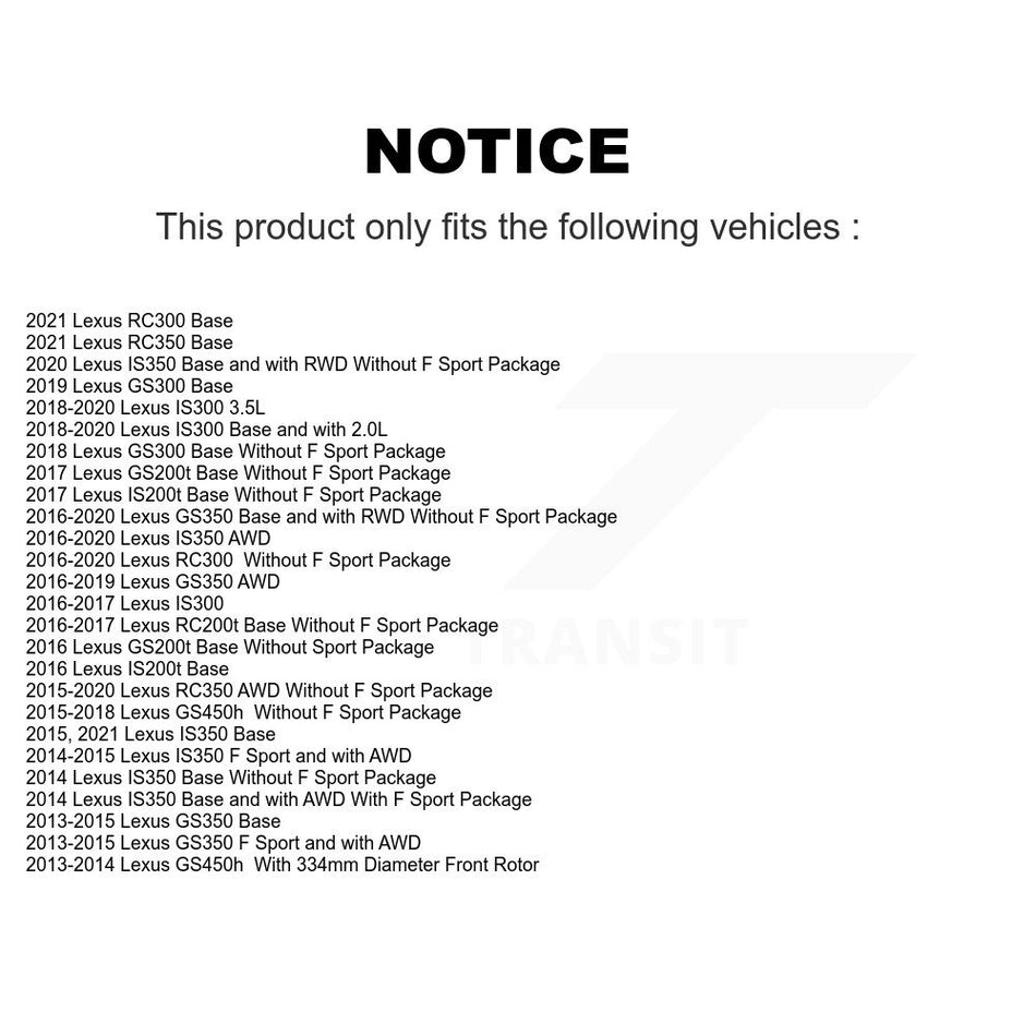 Front Rear Coated Disc Brake Rotors And Hub Assembly Kit For Lexus GS350 IS300 IS200t IS350 RC350 RC300 RC200t GS300 GS200t GS450h KG-101475