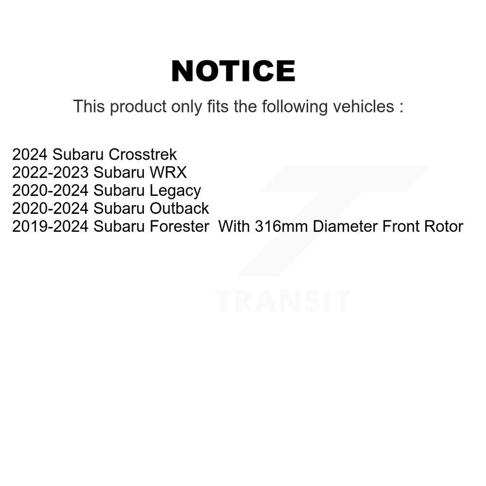 Front Coated Disc Brake Rotors Pair For 2019-2021 Subaru Forester With 316mm Diameter Rotor KG-101627