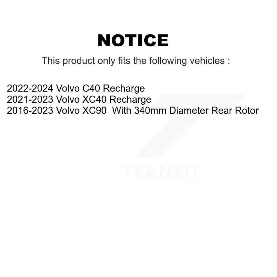 Rear Coated Disc Brake Rotors Pair For Volvo XC90 C40 Recharge KG-101644