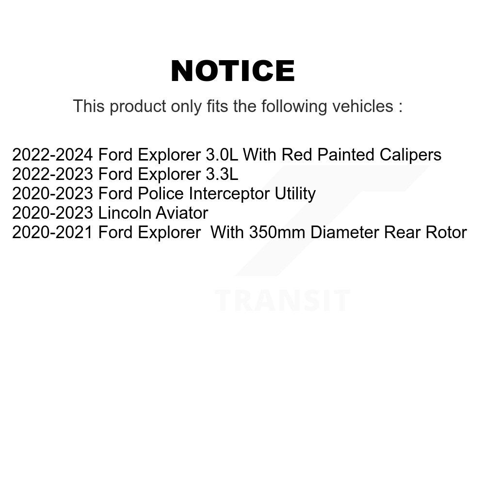 Rear Coated Brake Rotors Pair For Ford Explorer Lincoln Aviator Police Interceptor Utility KG-101652