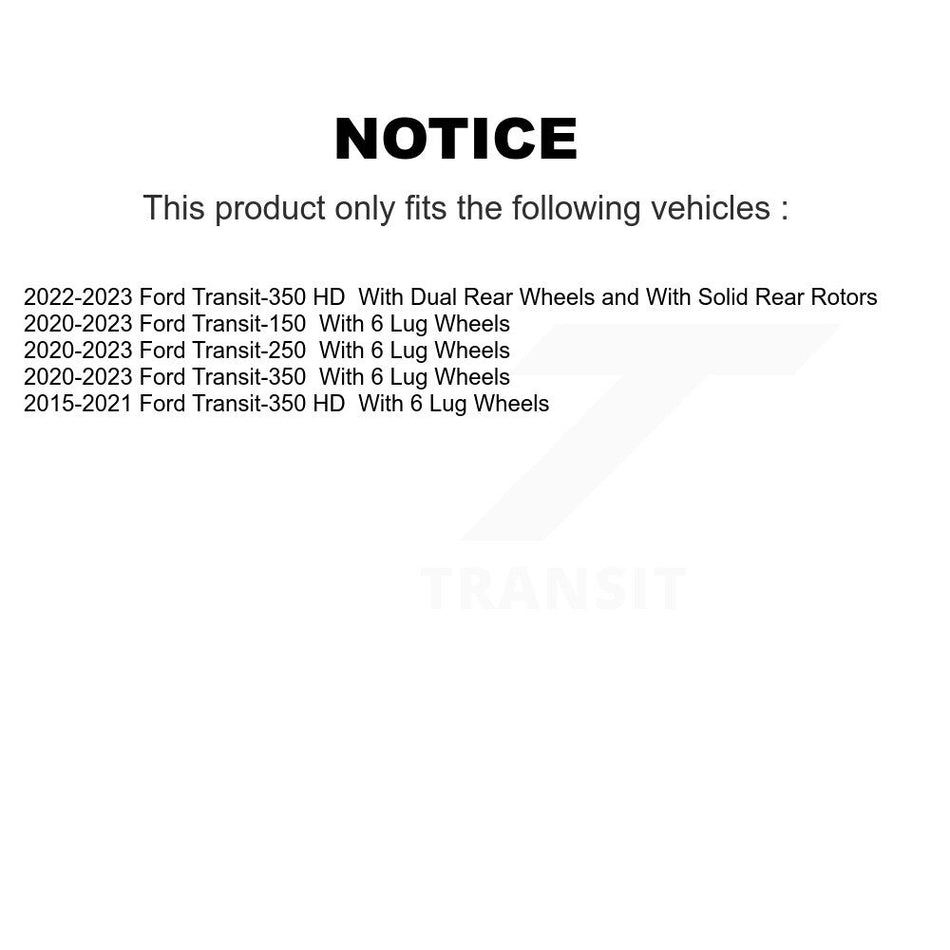 Rear Coated Disc Brake Rotors Pair For Ford Transit-350 HD Transit-250 Transit-150 KG-101659