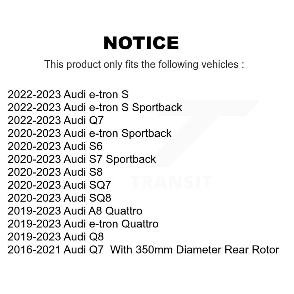 Rear Coated Brake Rotor Pair For Audi Q7 Q8 e-tron Quattro SQ8 Sportback SQ7 A8 S S6 S8 S7 KG-101731