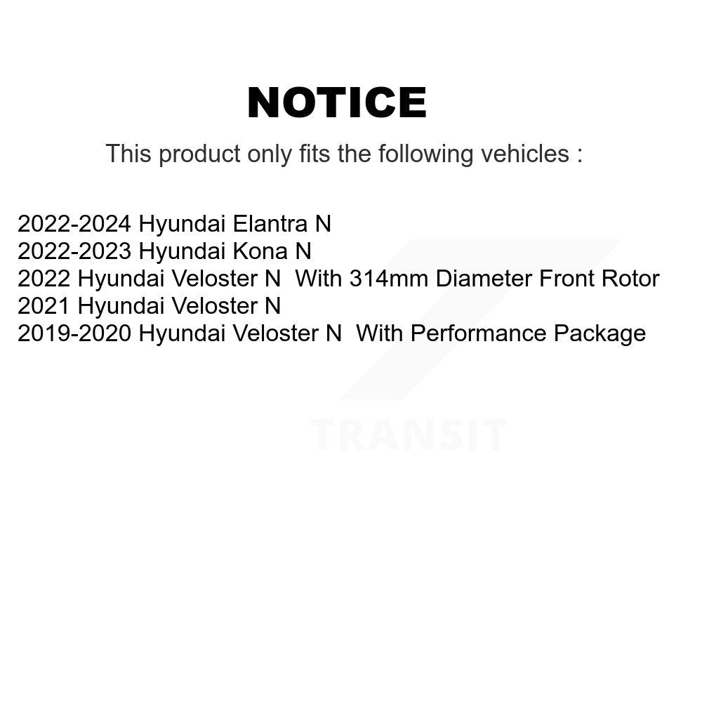 Rear Coated Disc Brake Rotors Pair For Hyundai Elantra N Veloster Kona KG-101830