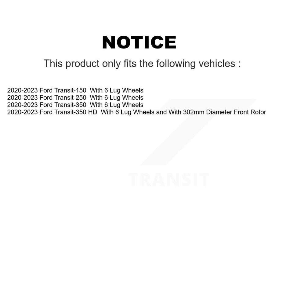 Front Coat Disc Brake Rotor Pair For 2020-2023 Ford Transit-250 Transit-350 Transit-150 HD KG-101853