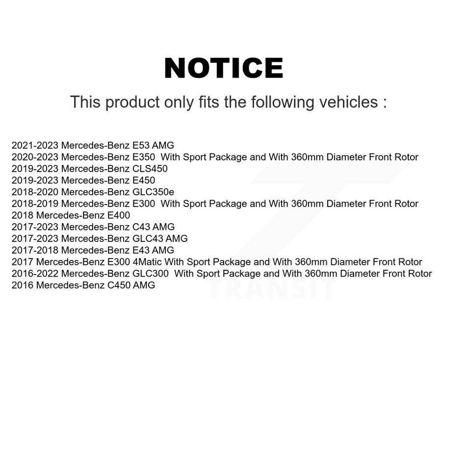 Front Coat Brake Rotor Pair For Mercedes-Benz GLC300 C43 AMG GLC43 E450 E300 E400 E53 E350 KG-101977