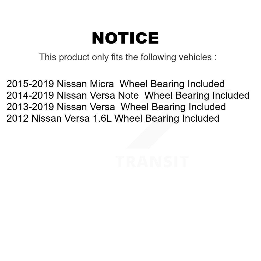 Rear Coated Brake Drums Pair For Nissan Micra Versa Note Wheel Bearing Included KG-102103