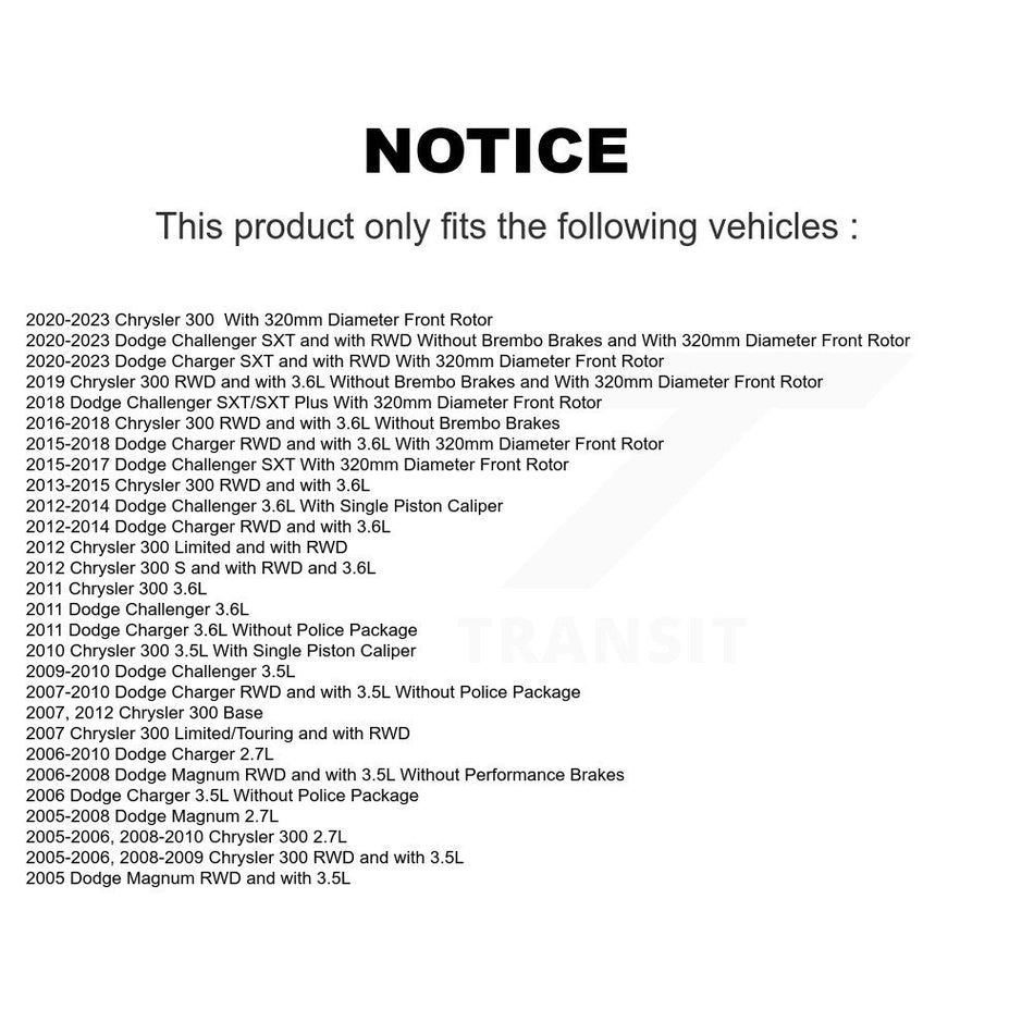 Front Coated Brake Rotor Ceramic Pad Kit For Dodge Chrysler 300 Charger Challenger Magnum KGA-100081