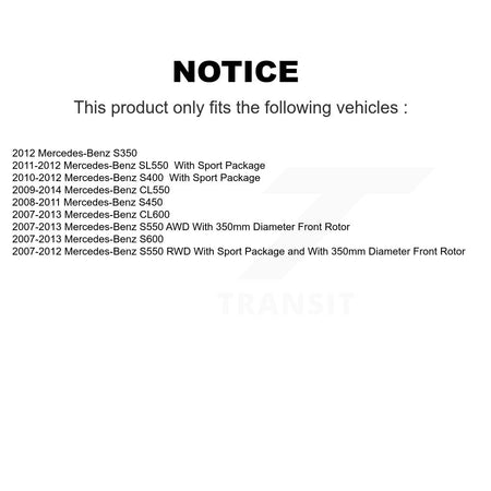 Front Coat Brake Rotor Semi-Metallic Pad Kit For Mercedes-Benz S550 S450 SL550 CL550 S350 KGA-100105