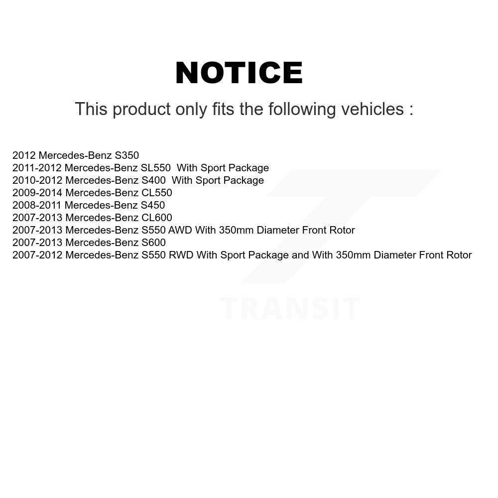 Front Coat Brake Rotor Semi-Metallic Pad Kit For Mercedes-Benz S550 S450 SL550 CL550 S350 KGA-100106