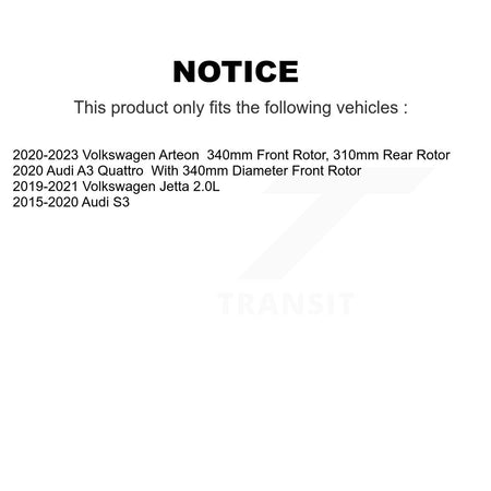 Front Coated Brake Rotor & Ceramic Pad Kit For Volkswagen Jetta Audi S3 A3 Quattro Arteon KGA-100150
