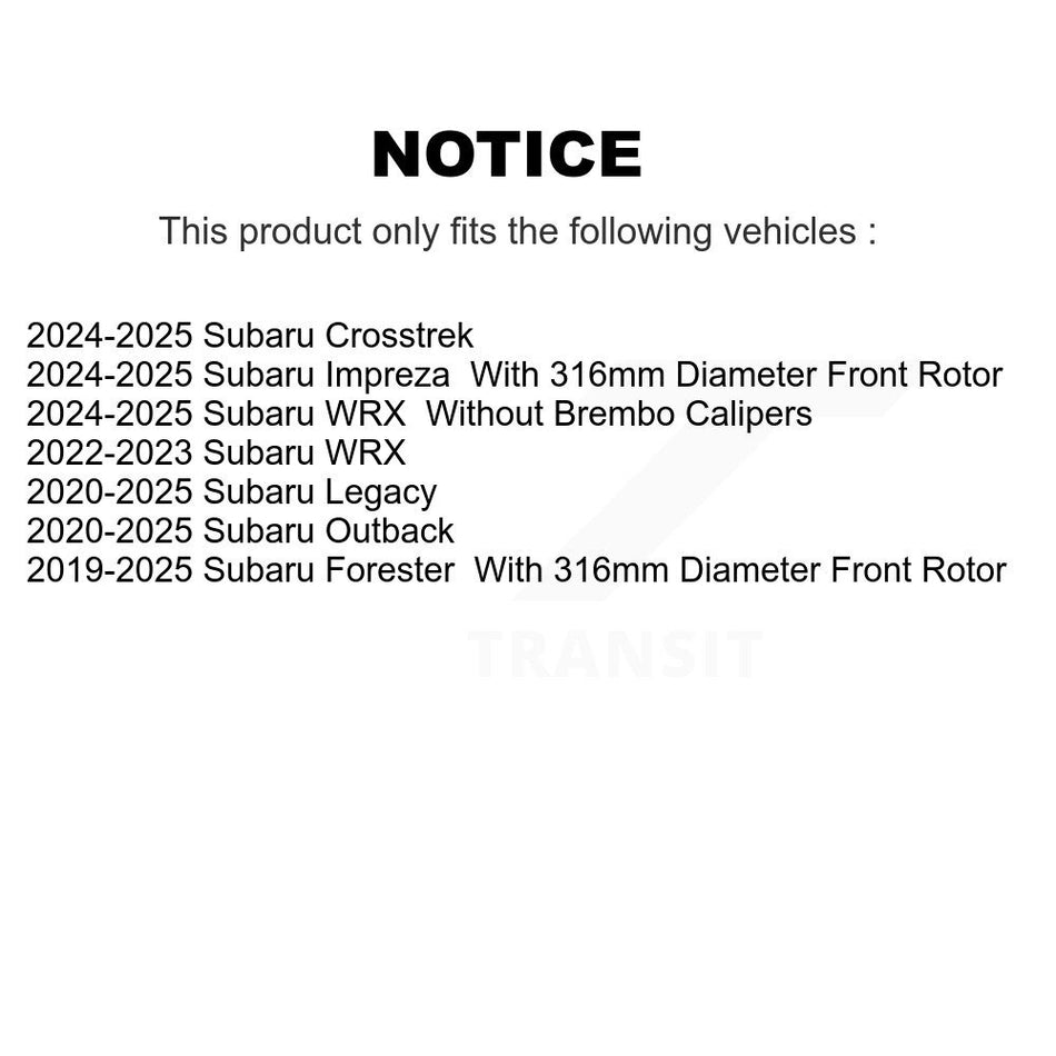 Front Coated Brake Rotor Ceramic Pad Kit For Subaru Forester Outback Crosstrek WRX Legacy KGA-100194