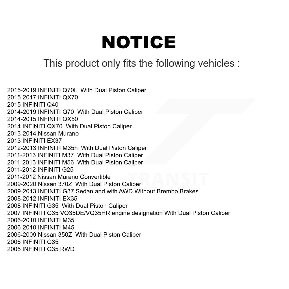 Front Coat Brake Rotor Semi-Metallic Pad Kit For INFINITI Nissan Murano G37 G35 EX35 370Z KGA-100309