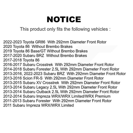 Front Coated Brake Rotor Ceramic Pad Kit For Subaru Forester Impreza XV Crosstrek Outback KGA-100337