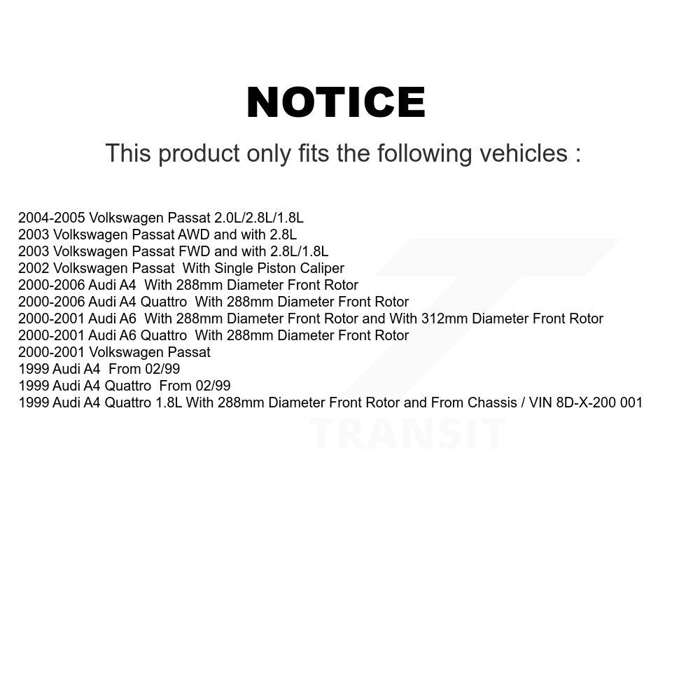 Front Coated Brake Rotor & Semi-Metallic Pad Kit For Audi A4 Quattro Volkswagen Passat A6 KGA-100499