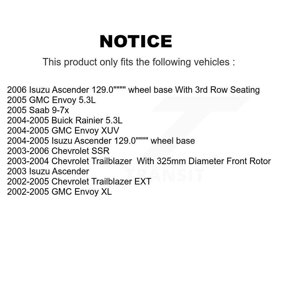 Front Coat Brake Rotor Ceramic Pad Kit For Chevrolet GMC Trailblazer Envoy XL EXT SSR XUV KGA-100568