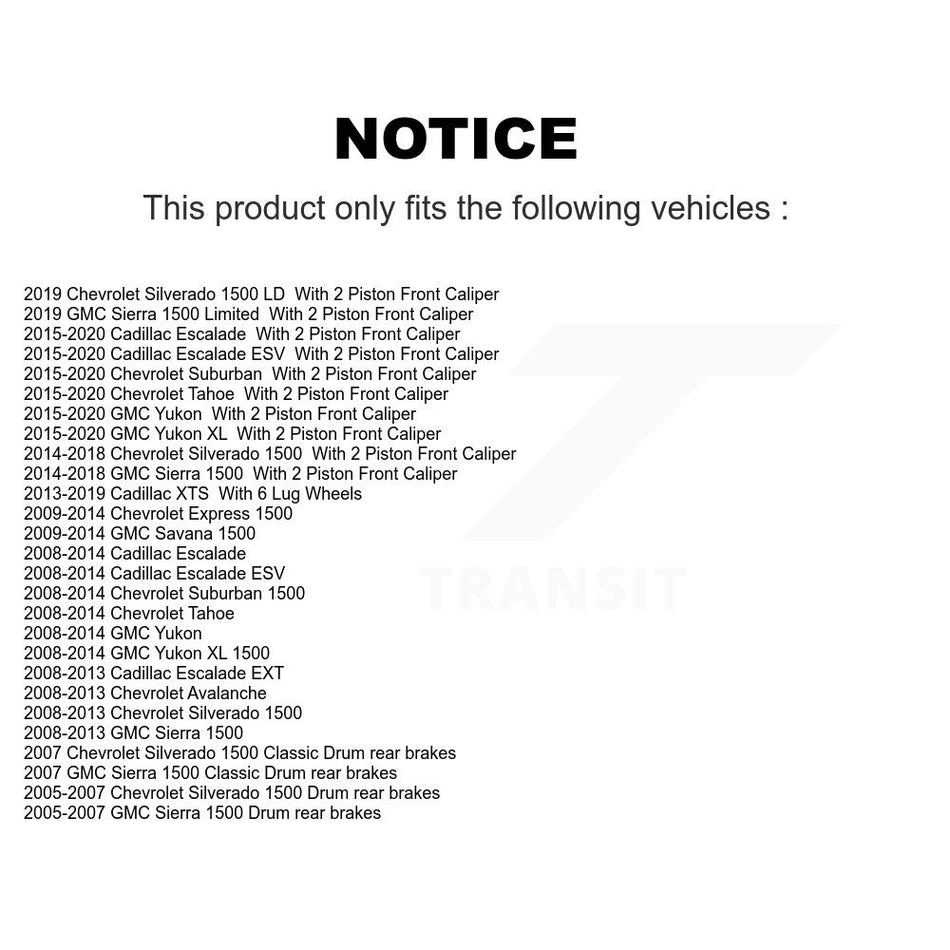 Front Coated Brake Rotor Ceramic Pad Kit For GMC Sierra 1500 Chevrolet Silverado Cadillac KGA-100687