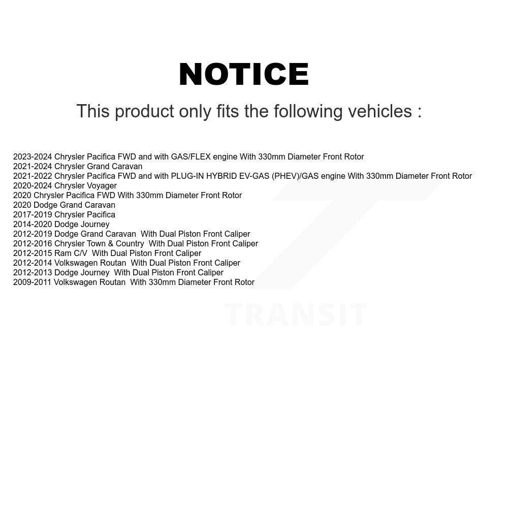 Front Coat Brake Rotors Ceramic Pad Kit For Dodge Grand Caravan Journey Chrysler Pacifica KGA-100763