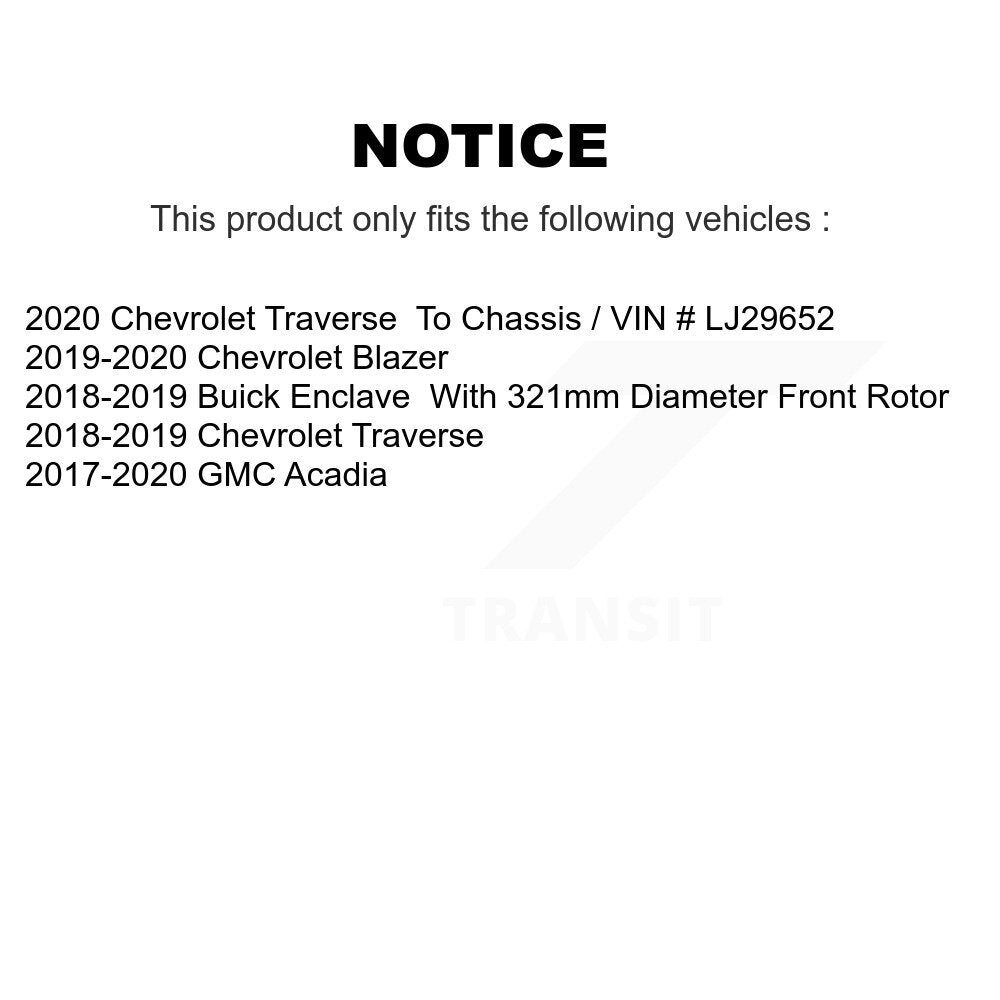 Front Rear Ceramic Pad Coat Disc Brake Rotor Kit For Chevrolet Traverse GMC Acadia Blazer KGA-101612