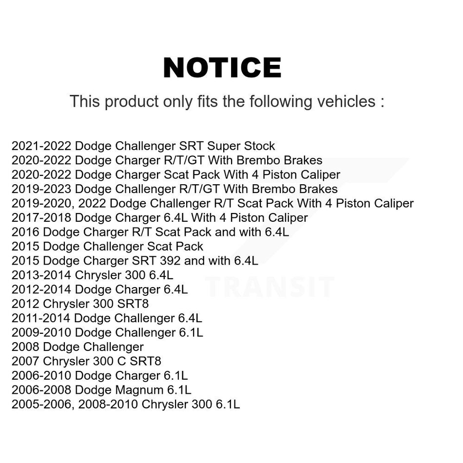 Front Rear Semi-Metallic Pad Coated Brake Rotor Kit For Dodge Charger Chrysler 300 Magnum KGA-101811