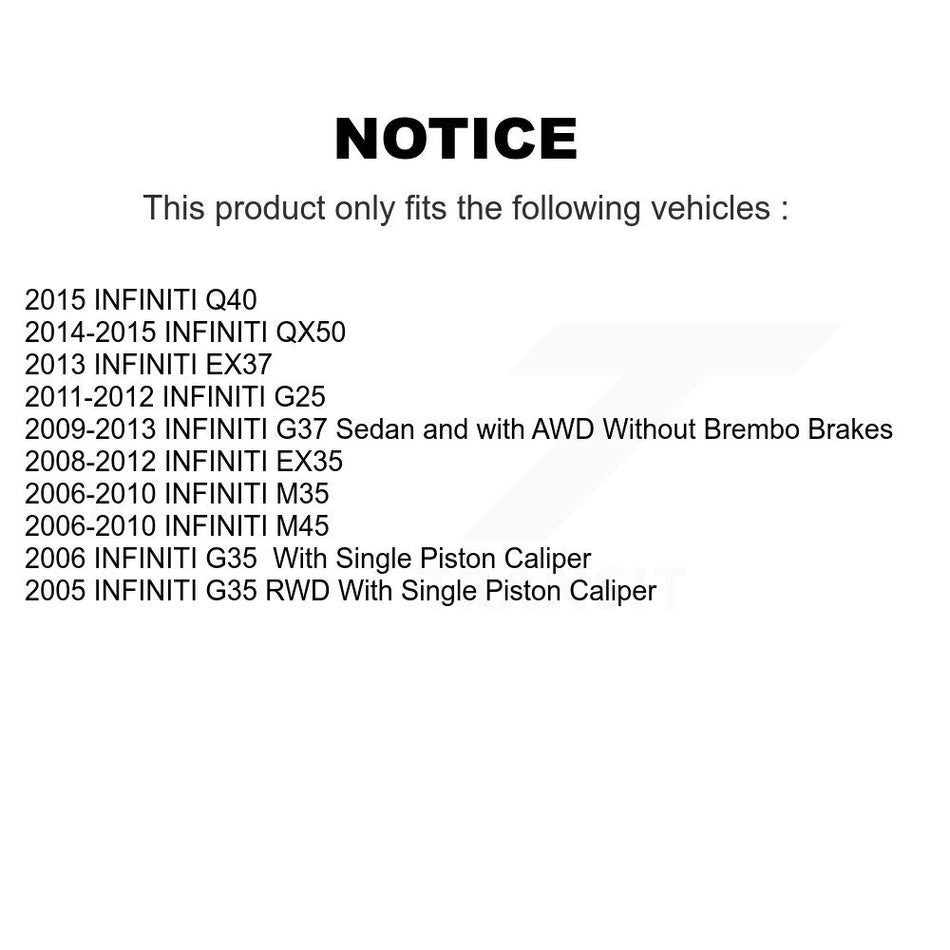 Front Semi-Metallic Rear Ceramic Pad Coat Brake Rotors Kit For INFINITI G37 EX35 G35 QX50 KGA-101889