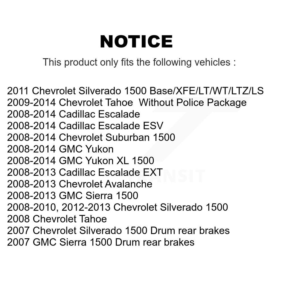 Front Semi-Metallic Rear Ceramic Pad Coated Brake Rotor Kit For Chevrolet GMC Sierra 1500 KGA-102394