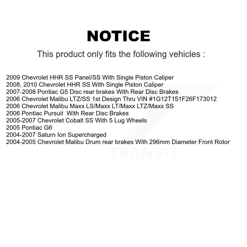 Front Rear Ceramic Pad Coat Brake Rotor Kit For Chevrolet Pontiac Cobalt G5 Saturn Ion G6 KGA-102681