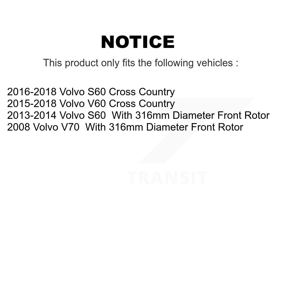 Front Rear Semi-Metallic Pad & Coated Brake Rotor Kit For Volvo S60 V60 Cross Country V70 KGA-102864