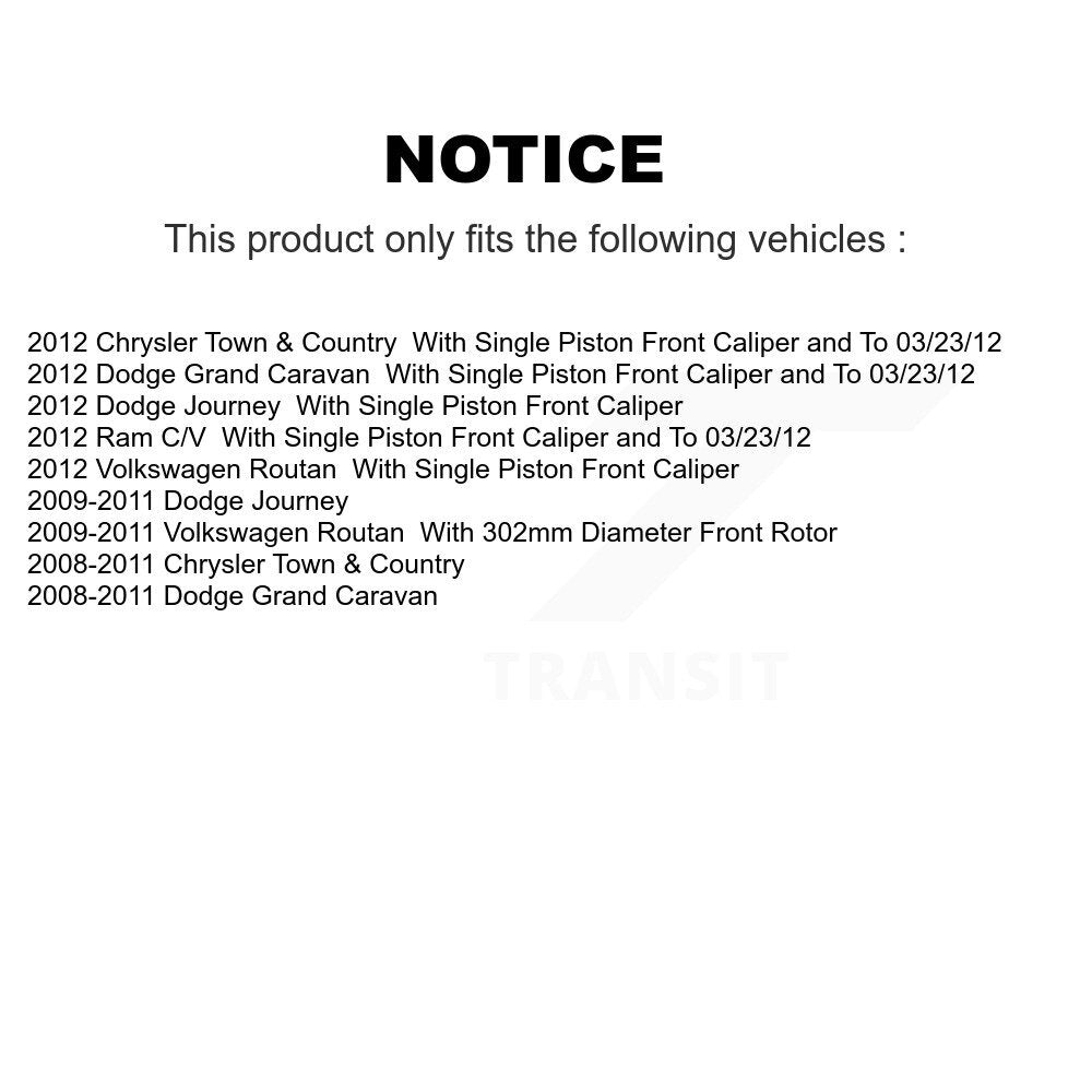 Front Rear Ceramic Pad Coat Brake Rotor Kit For Dodge Grand Caravan Journey Chrysler Town KGA-102925