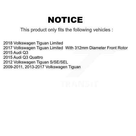 Front Semi-Metallic Rear Ceramic Pad Coated Brake Rotor Kit For Volkswagen Tiguan Audi Q3 KGA-103054