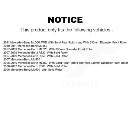 Front Rear Semi-Metallic Pad & Coated Brake Rotor Kit For Mercedes-Benz ML350 ML320 ML500 KGA-103089