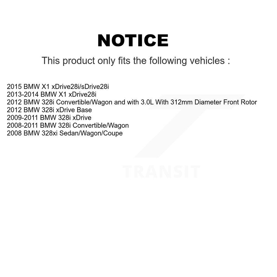 Front Rear Semi-Metallic Pad And Coated Disc Brake Rotor Kit For BMW 328i xDrive X1 328xi KGA-103206