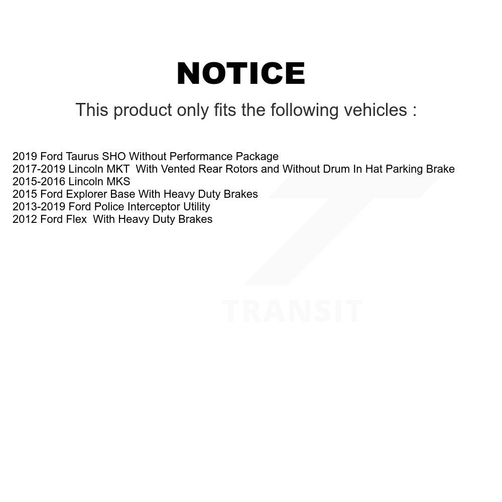 Rear Coated Brake Rotor Ceramic Pad Kit For Ford Explorer Police Interceptor Utility Flex KGA-103396