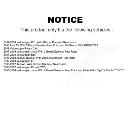 Rear Coat Brake Rotor Ceramic Pad Kit For Volkswagen Jetta GTI Passat Eos Audi A3 Quattro KGA-103467