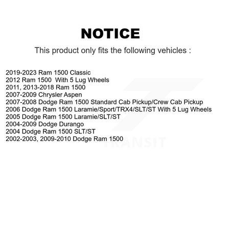 Rear Coated Brake Rotor Semi-Metallic Pad Kit For Ram 1500 Classic Dodge Durango Chrysler KGA-103531