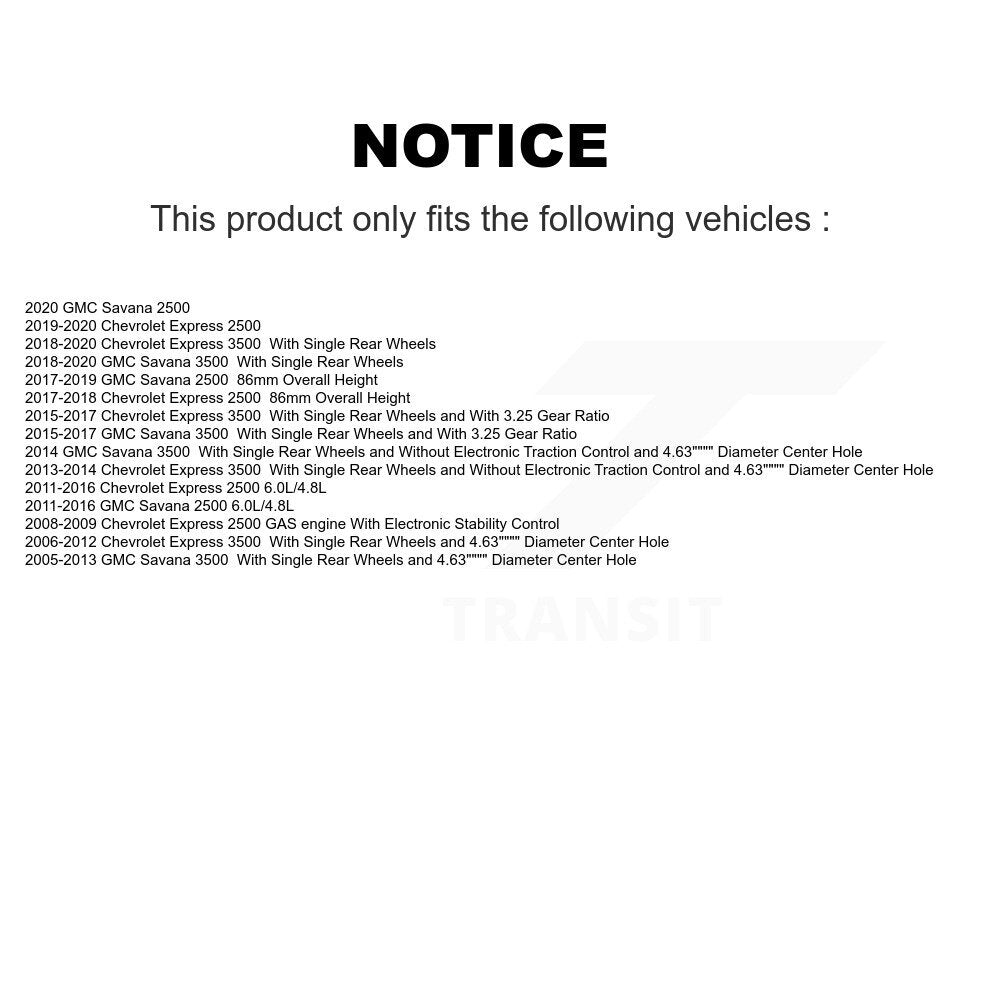 Rear Coated Disc Brake Rotor & Ceramic Pad Kit For GMC Chevrolet Savana 3500 2500 Express KGA-103541