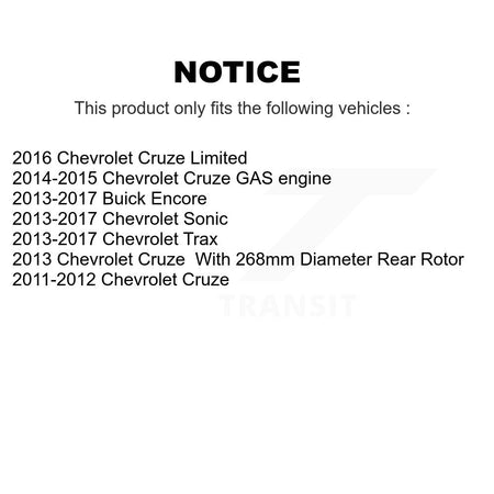 Rear Coat Brake Rotor Ceramic Pad Kit For Chevrolet Cruze Trax Buick Encore Sonic Limited KGA-103683