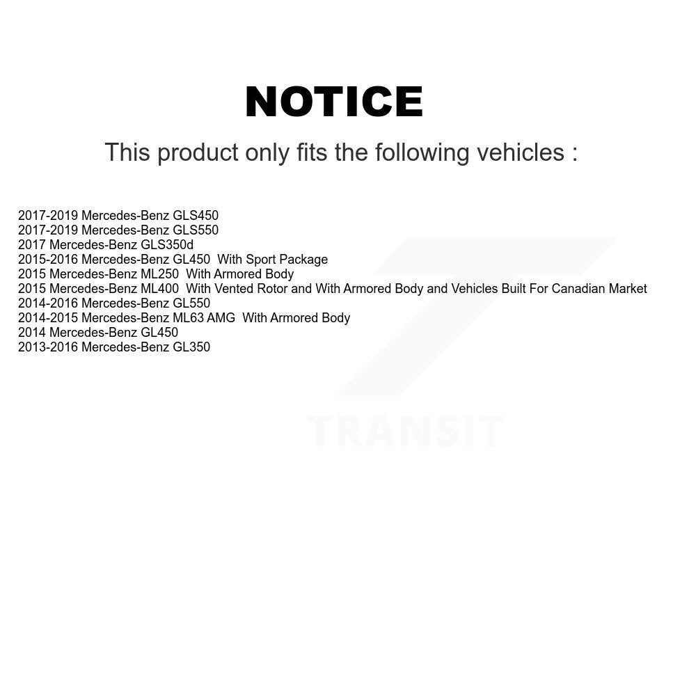 Rear Coated Brake Rotor Ceramic Pad Kit For Mercedes-Benz GL350 GLS450 ML400 GLS550 GL550 KGA-103687