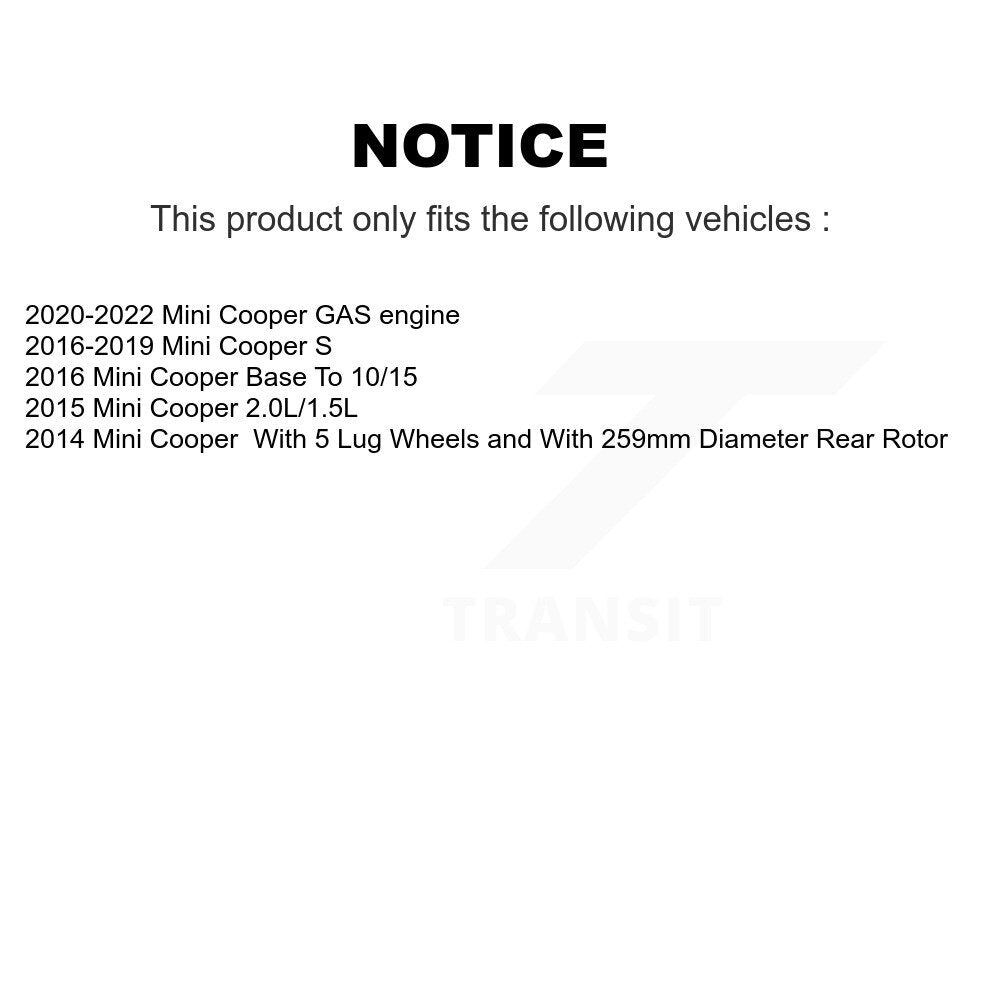 Rear Coated Disc Brake Rotors And Ceramic Pads Kit For Mini Cooper KGA-103697