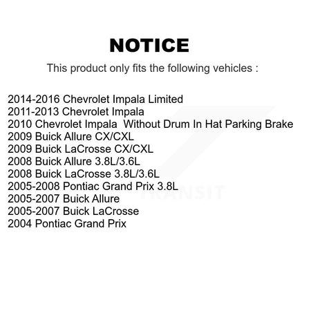 Rear Coated Brake Rotor Ceramic Pad Kit For Chevrolet Impala Buick LaCrosse Pontiac Grand KGA-103848
