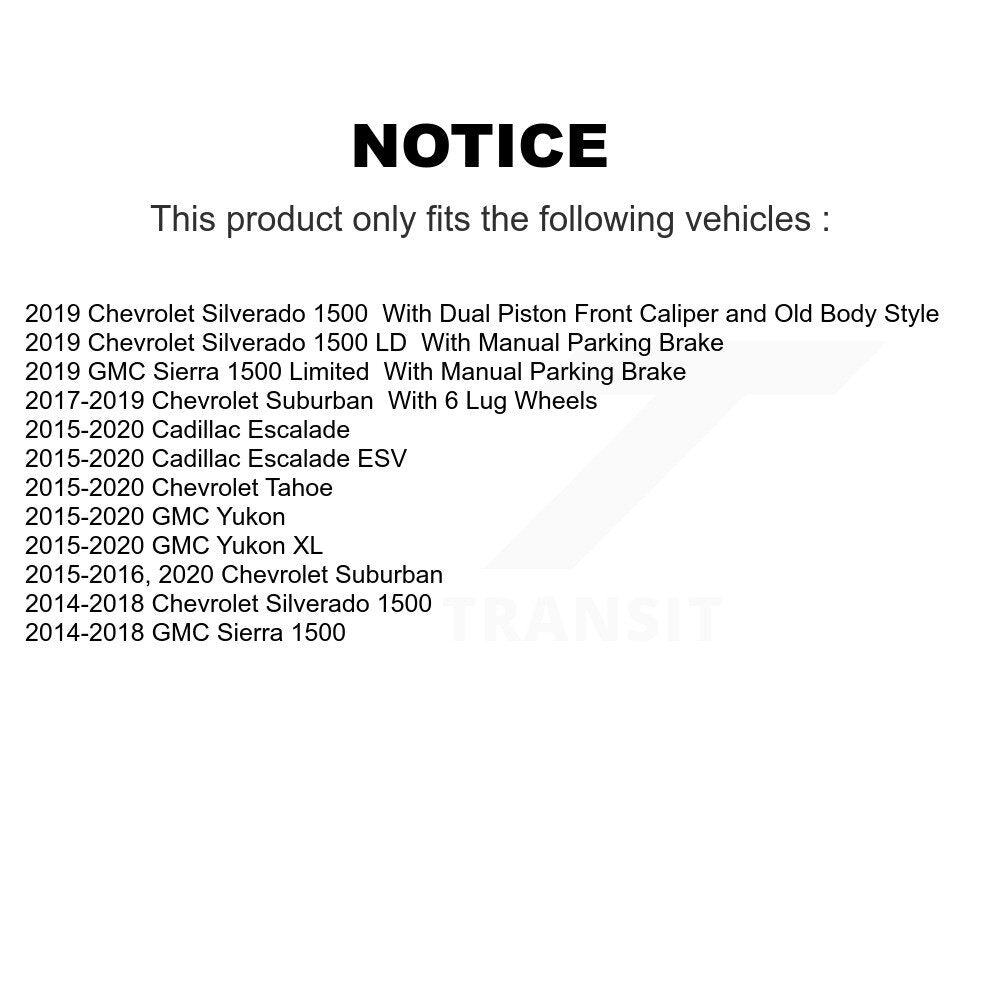 Rear Coat Brake Rotor Ceramic Pad Kit For Chevrolet GMC Silverado 1500 Sierra Tahoe Yukon KGA-103873