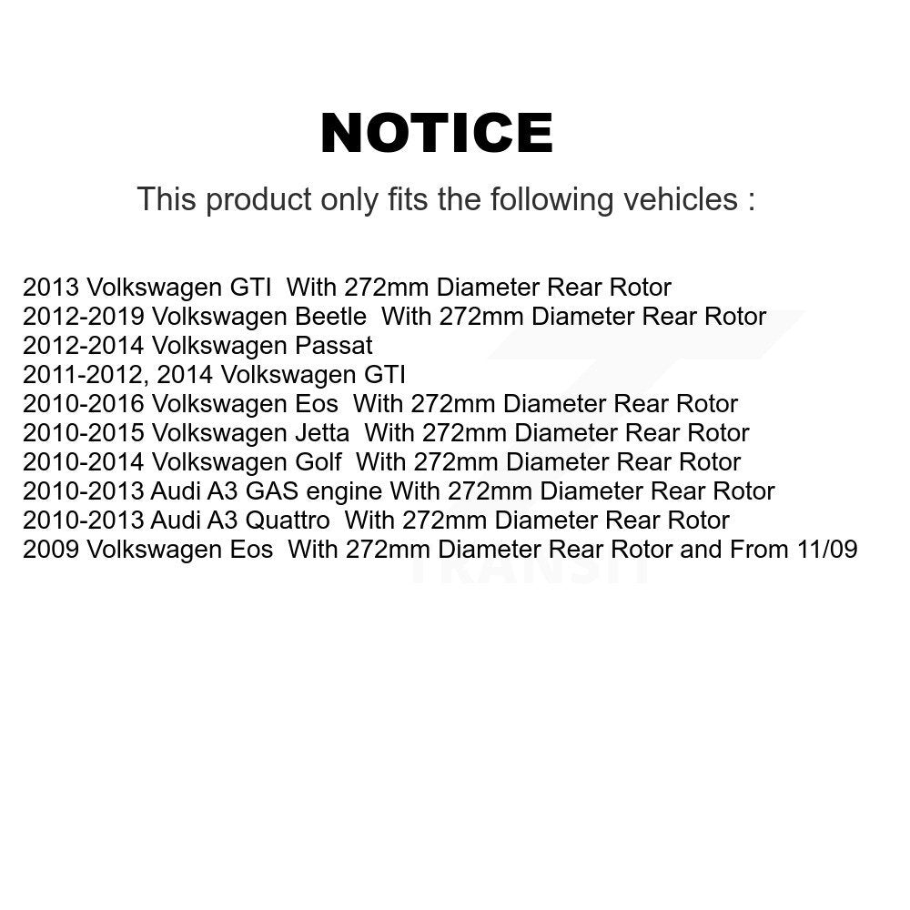 Rear Coated Brake Rotor Semi-Metallic Pad Kit For Volkswagen Jetta Golf Beetle Passat GTI KGA-103882