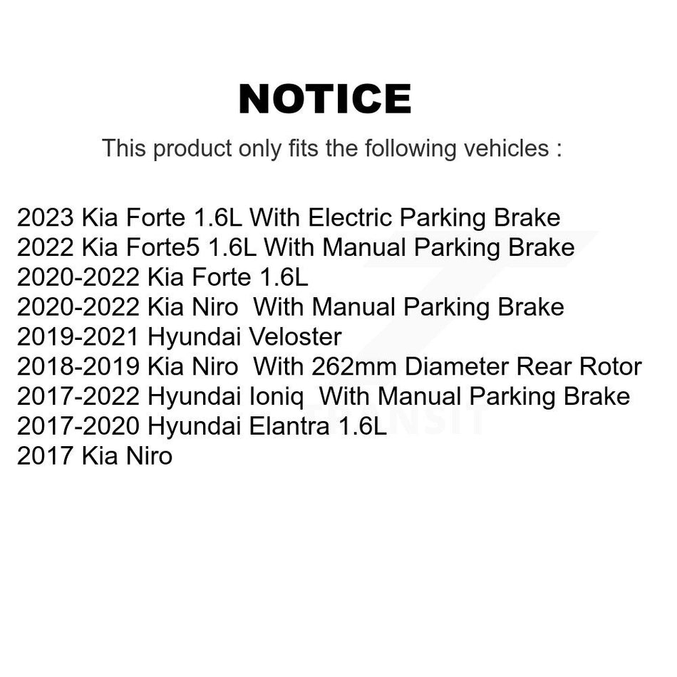 Rear Coated Brake Rotor Ceramic Pad Kit For Hyundai Elantra Kia Forte Ioniq Niro Veloster KGA-103950